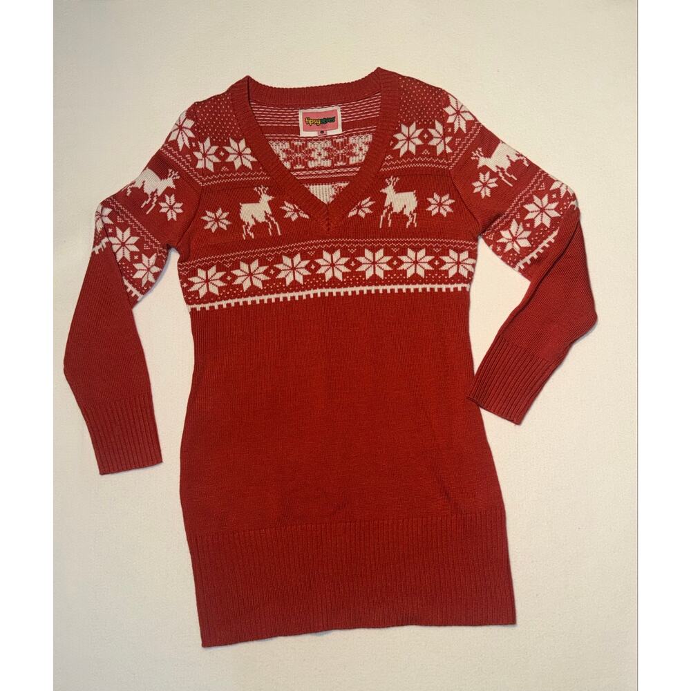 Tipsyelves women’s red & white reindeer dress